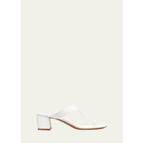 Dries Van Noten Leather Heeled Thong Sandals - 11b - White - Picture 1 of 4